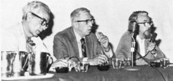 Слева направо: Фриц Лейбер, Клиффорд Саймак и Лестер дель Рей, 1969 год